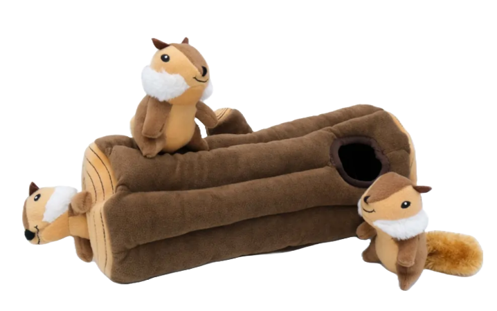 squirrel toy with log